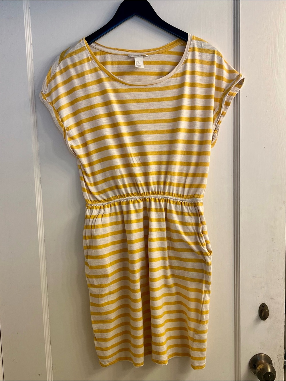 H&M Basic Basque- White and Mustard Striped summer dress